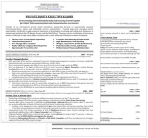 Private Equity Resume